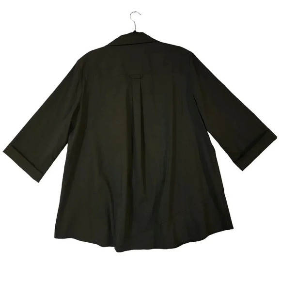 New $225 Finley Women's Black Cotton Jenna Button-Down Ruffle Poplin Top Size 2X - Picture 3 of 9